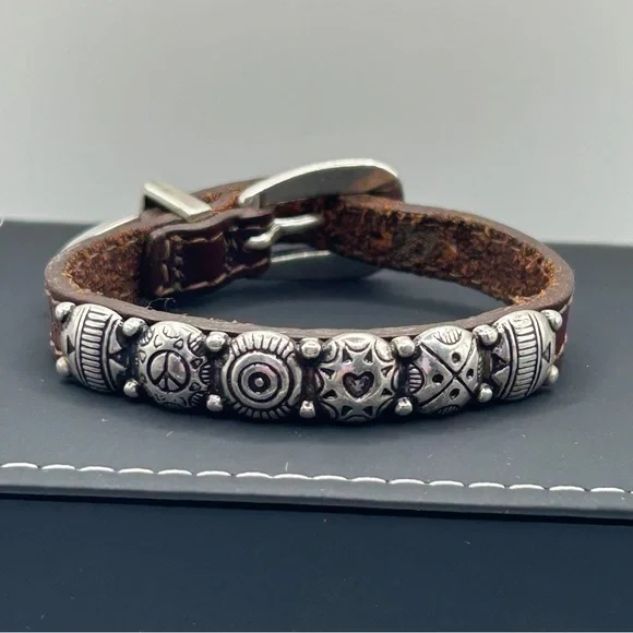 Brighton “Harmony Bandit” Brown Leather Band Bracelet - Picture 5 of 10